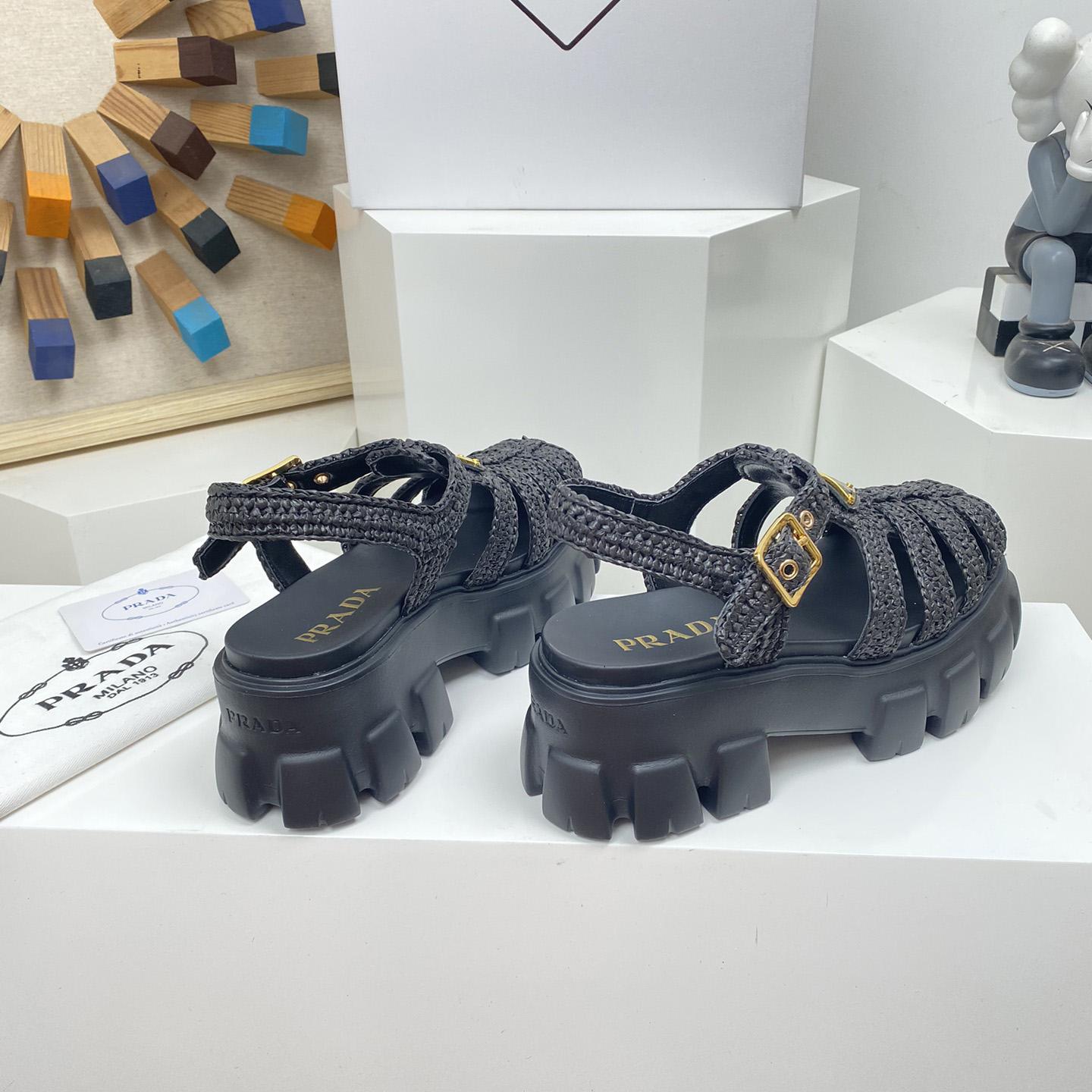 Prada Monolith Crochet Cage Sandals - FashionPlug