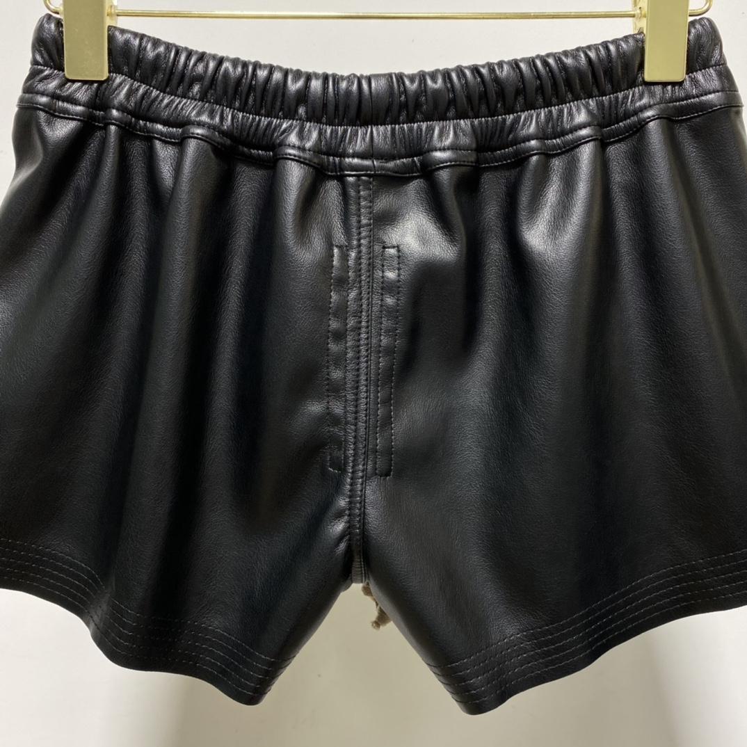 Rick Owens Black Boxer Leather Shorts - FashionPlug