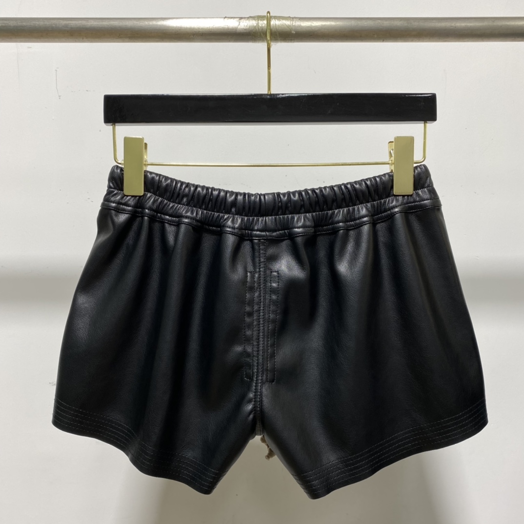 Rick Owens Black Boxer Leather Shorts - FashionPlug