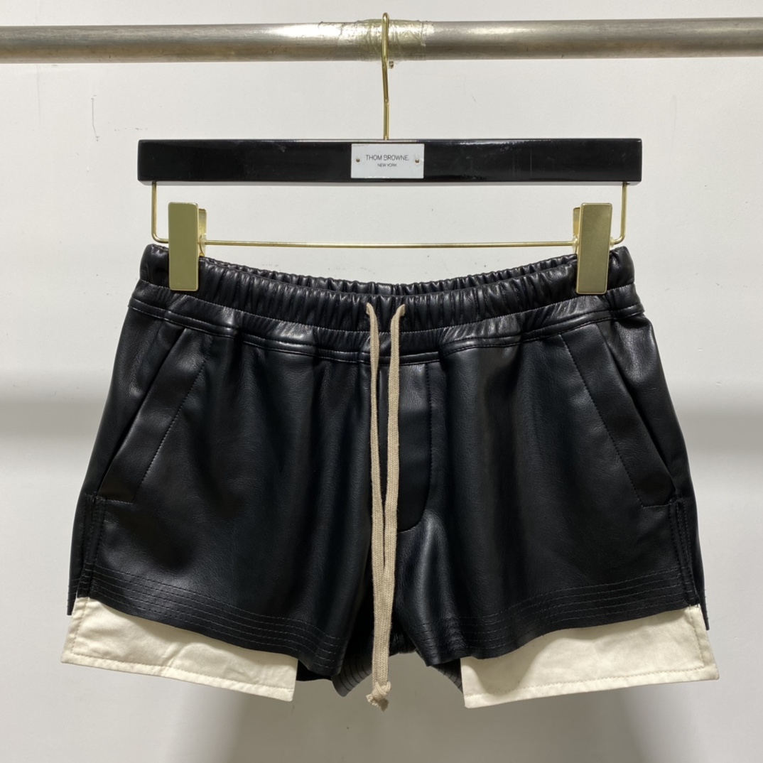 Rick Owens Black Boxer Leather Shorts - FashionPlug