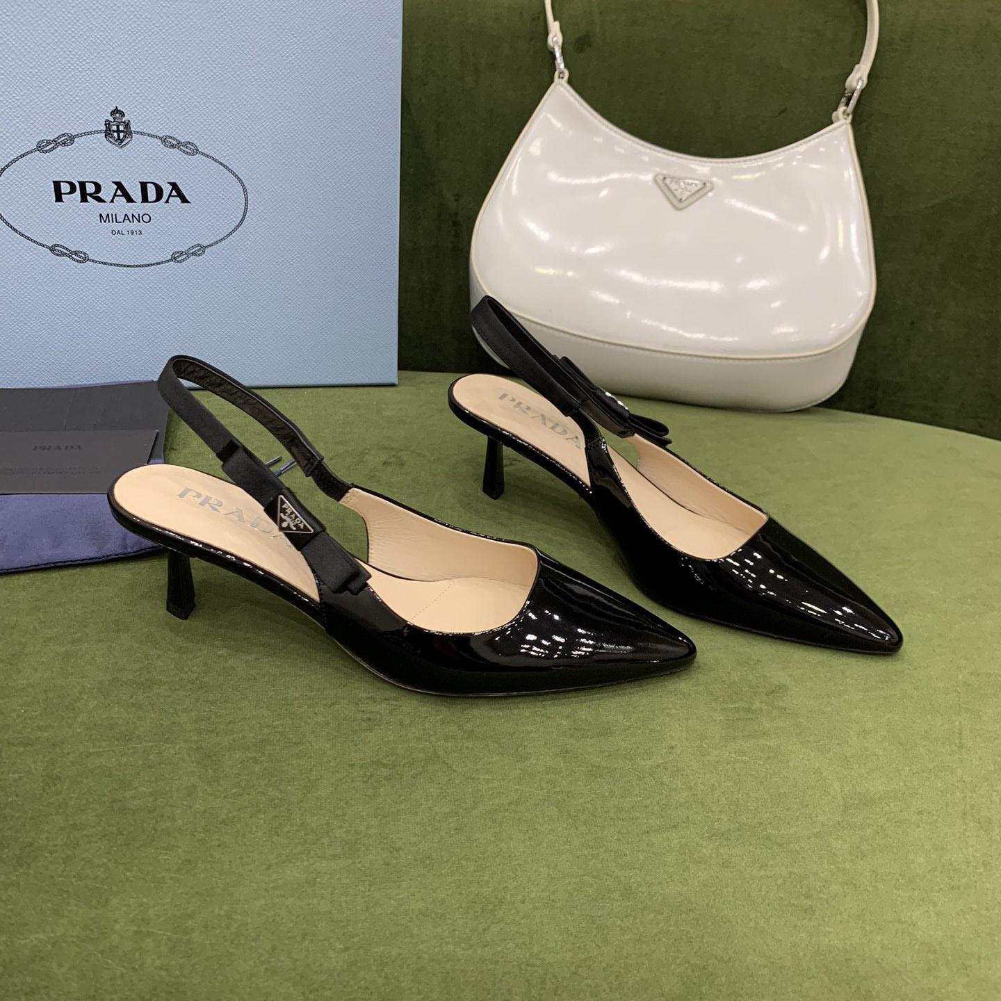 Prada Patent Leather Slingbacks - FashionPlug