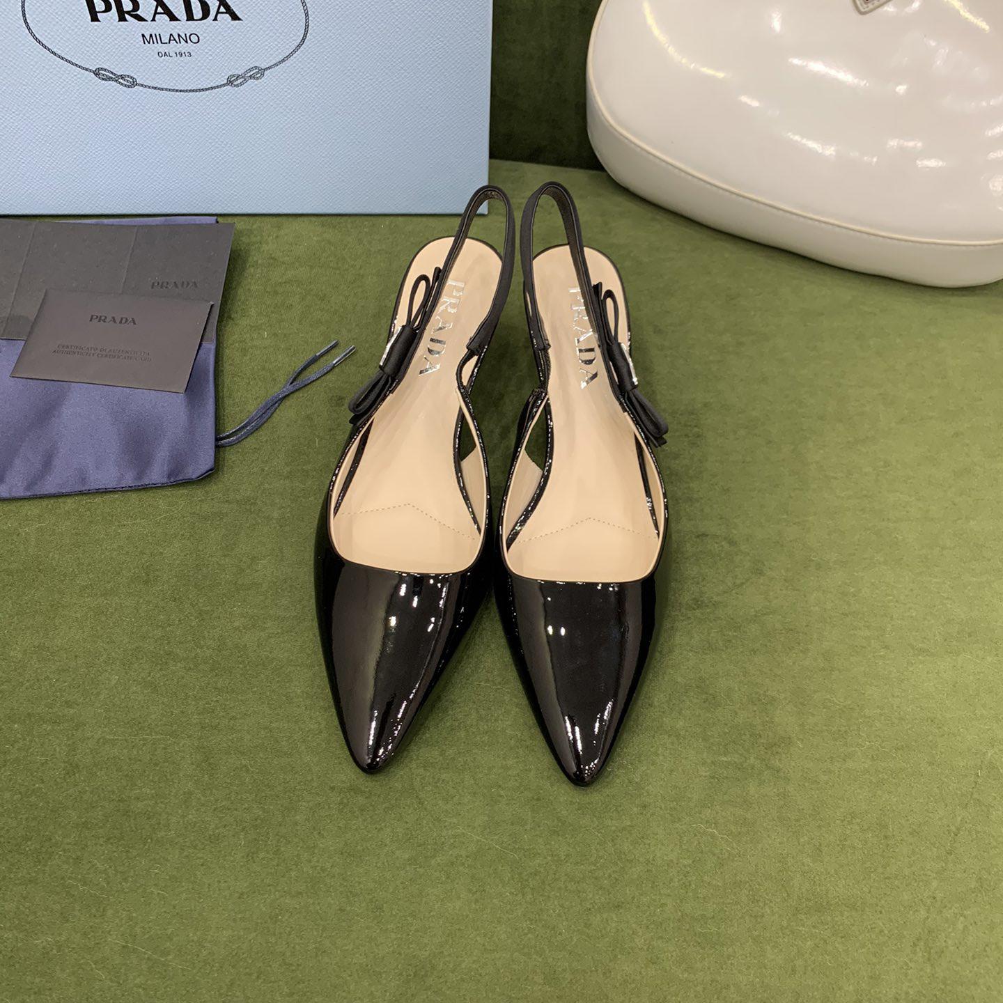 Prada Patent Leather Slingbacks - FashionPlug