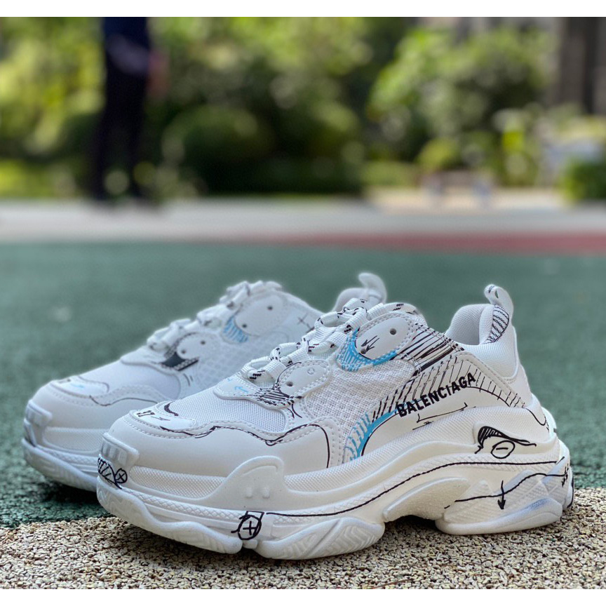 Balenciaga Triple S Sketch Sneaker In White - FashionPlug