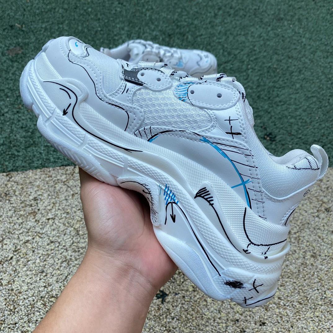 Balenciaga Triple S Sketch Sneaker In White - FashionPlug