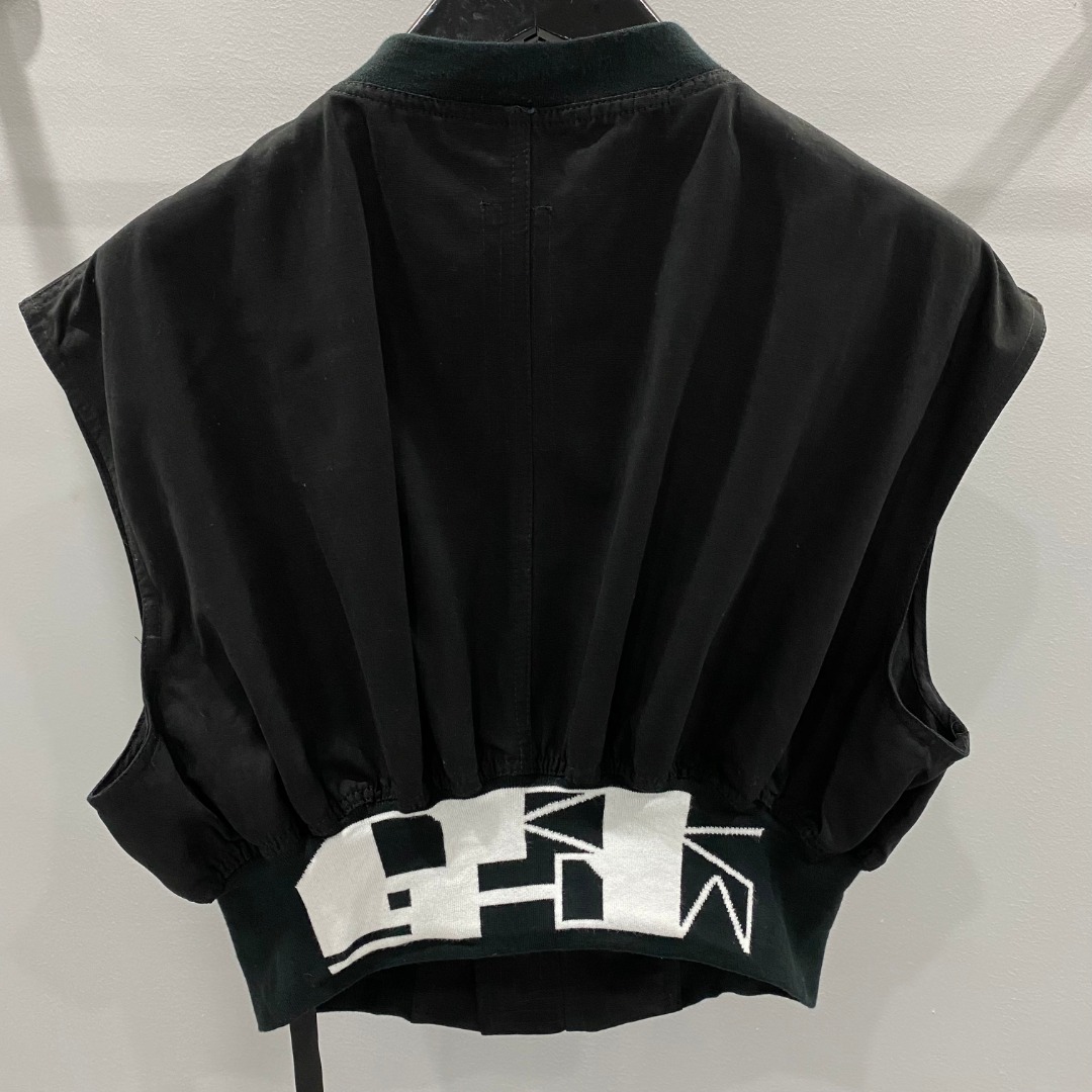 Rick Owens Drkshdw Black Sleeveless Cropped Bomber Jacket - FashionPlug