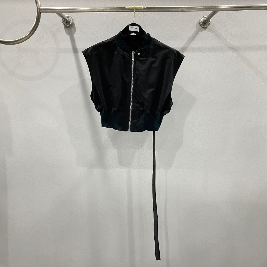 Rick Owens Drkshdw Black Sleeveless Cropped Bomber Jacket - FashionPlug