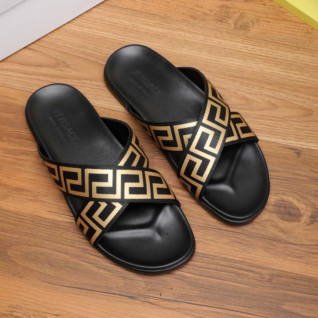 Versace Logo-print Open-toe Slides - FashionPlug