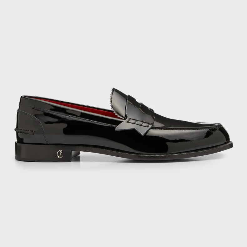 Christian Louboutin Men's No Penny Patent Leather Penny Loafers - FashionPlug