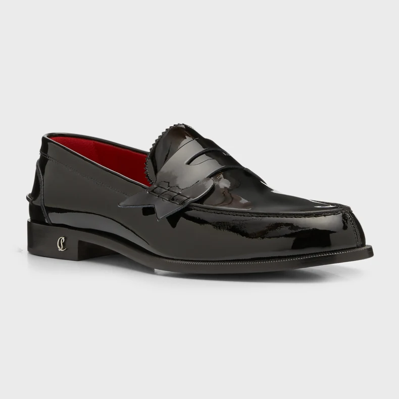 Christian Louboutin Men's No Penny Patent Leather Penny Loafers - FashionPlug