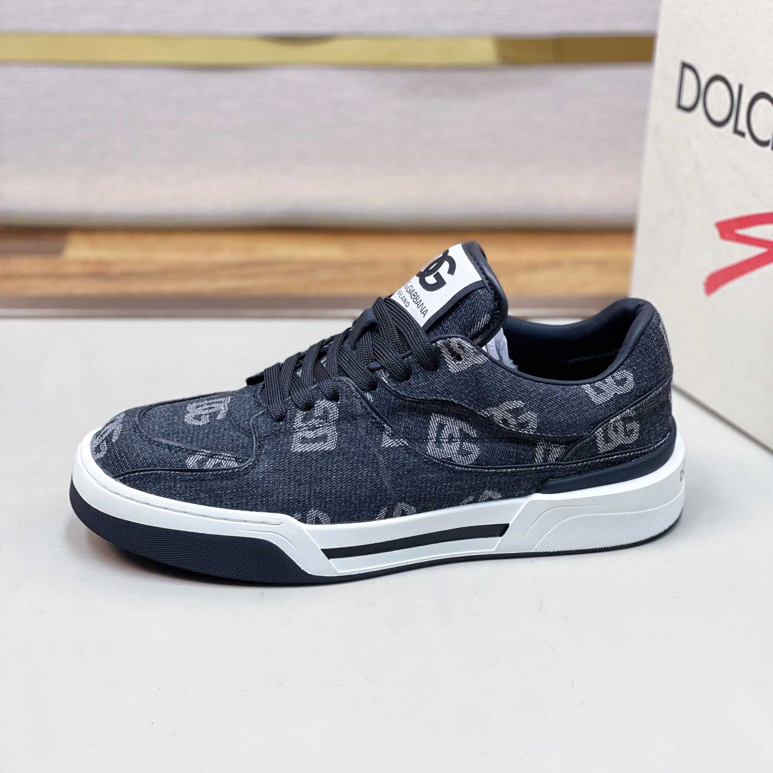 Dolce & Gabbana New Roma Sneakers With Denim Logo - FashionPlug