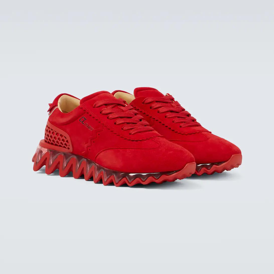 Christian Louboutin Loubishark Suede Sneakers - FashionPlug