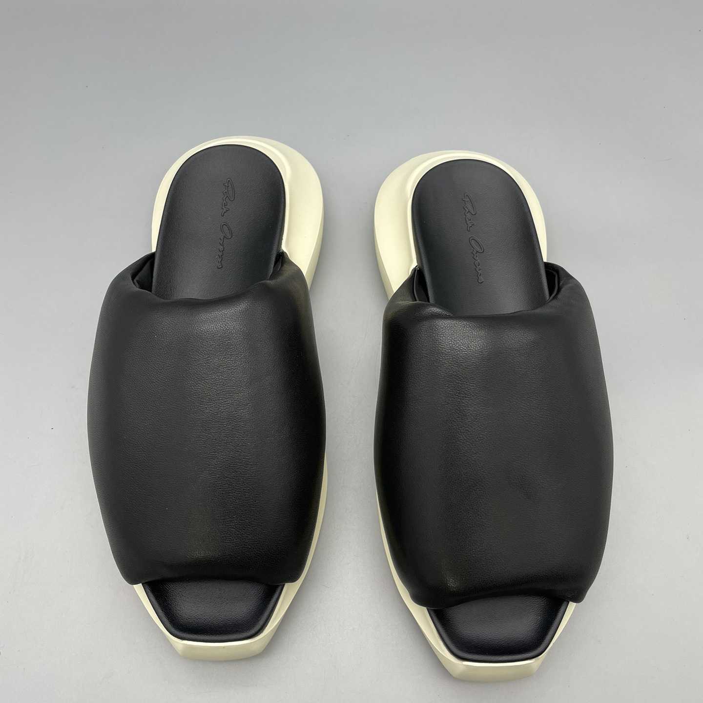 Rick Owens SS23 Edfu Geth Puffer Slide In Black - FashionPlug