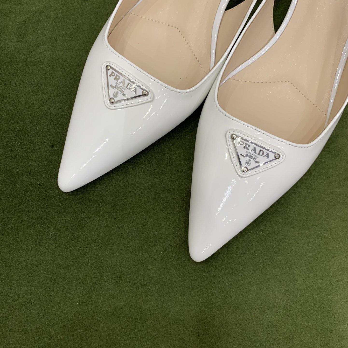 Prada Patent-leather Slingback Pumps - FashionPlug
