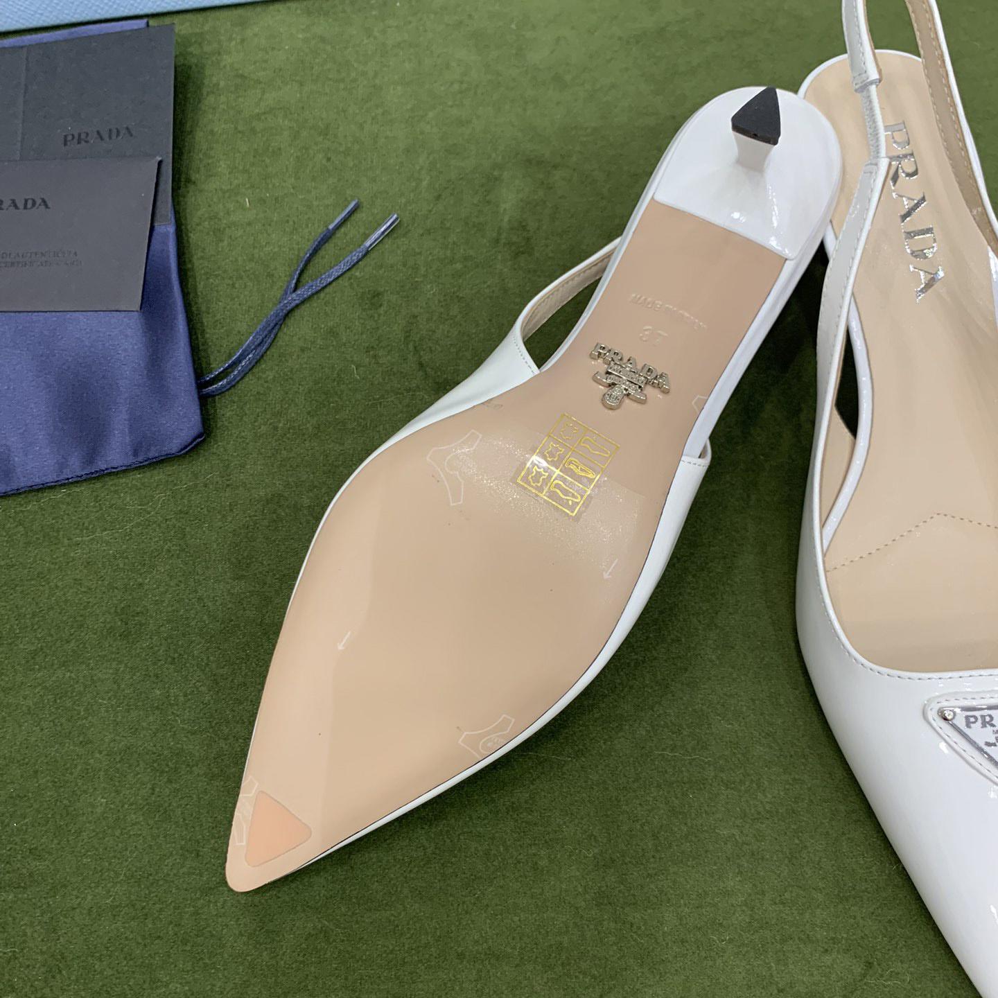 Prada Patent-leather Slingback Pumps - FashionPlug