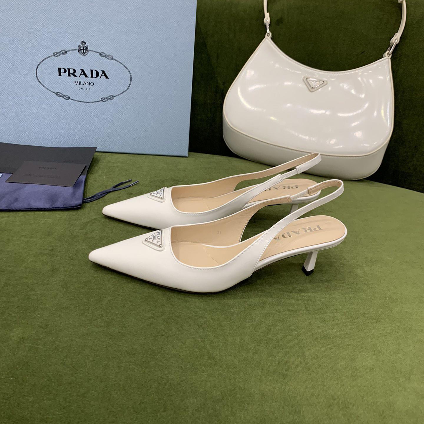 Prada Patent-leather Slingback Pumps - FashionPlug