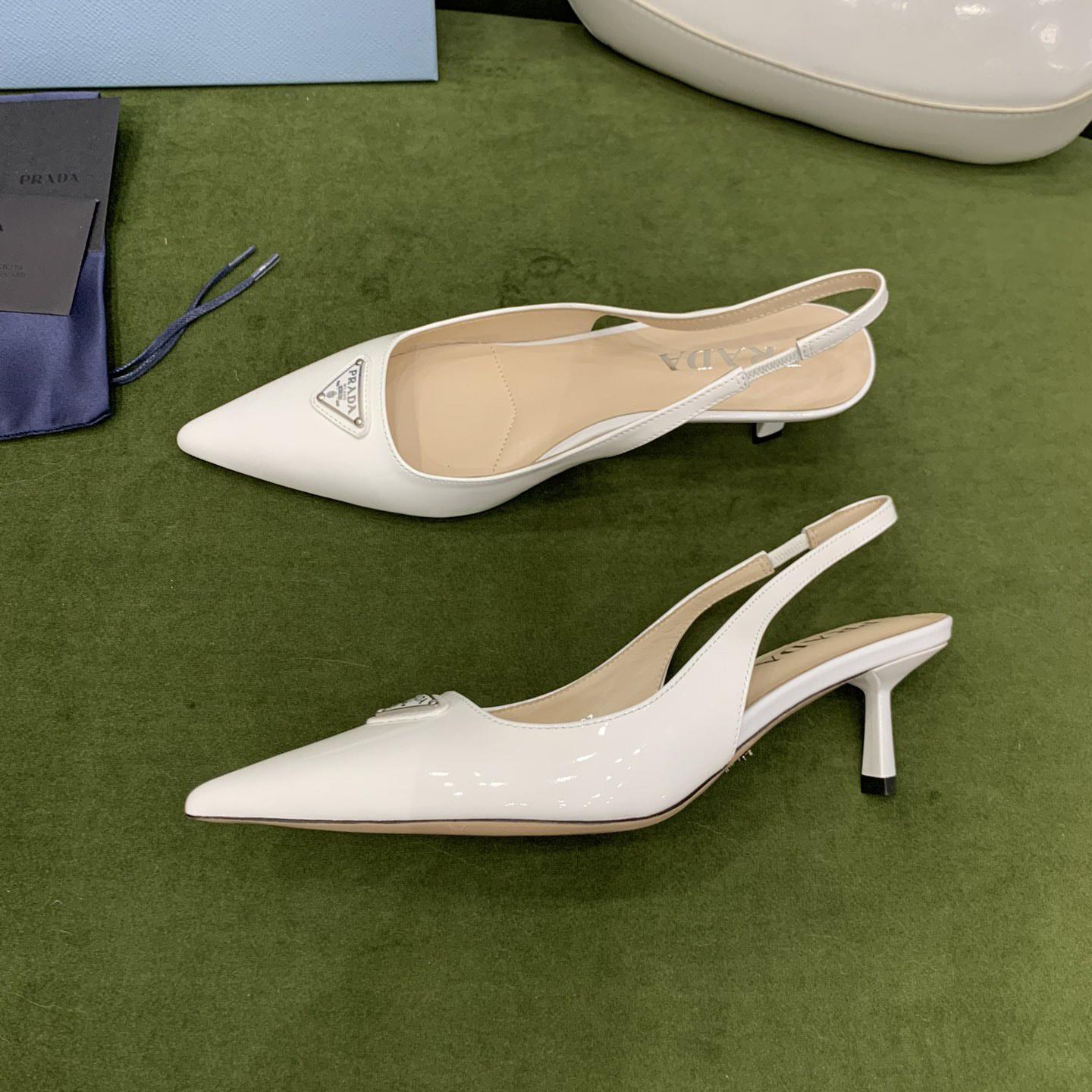 Prada Patent-leather Slingback Pumps - FashionPlug