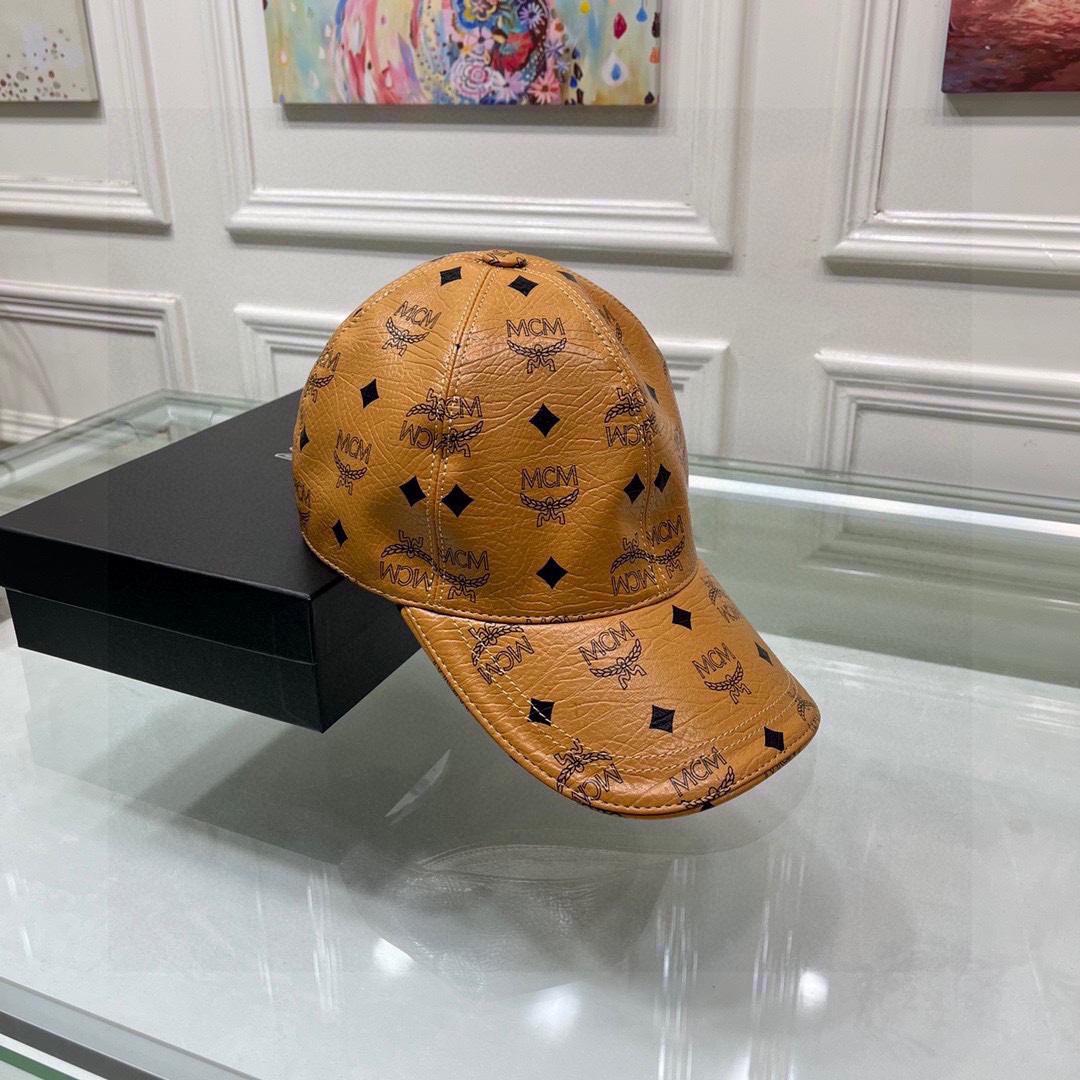 MCM Faux-leather Logo-print Cap - FashionPlug