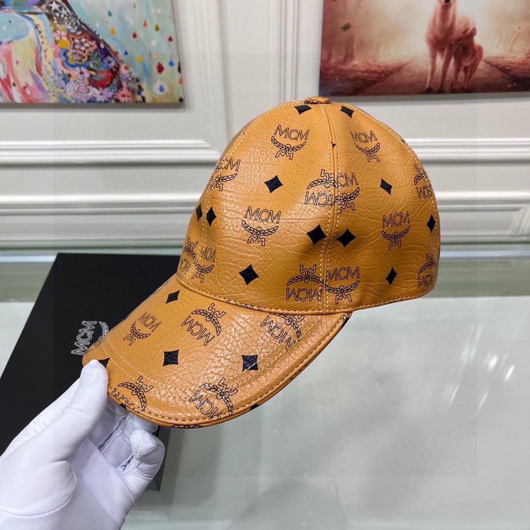 MCM Faux-leather Logo-print Cap - FashionPlug