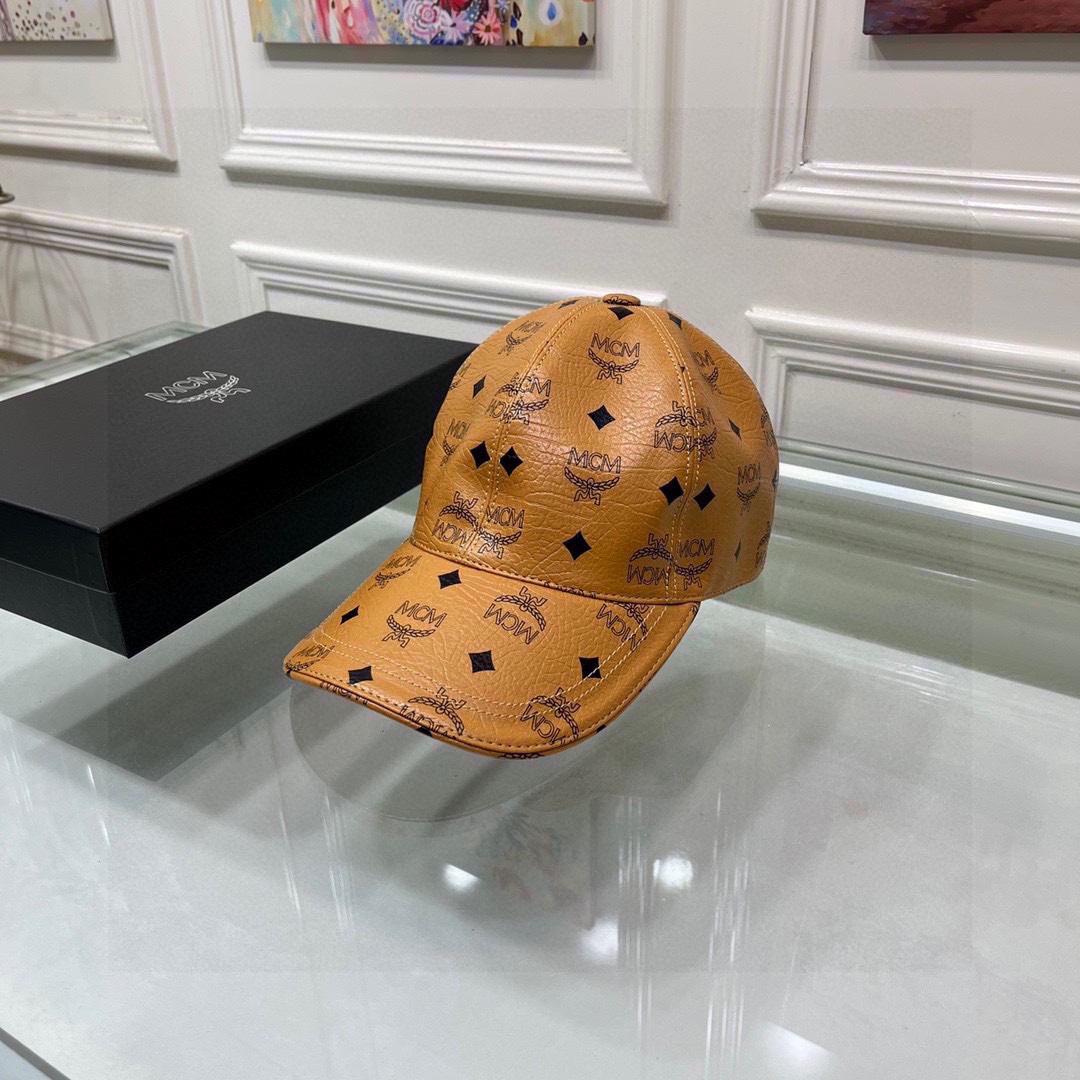 MCM Faux-leather Logo-print Cap - FashionPlug