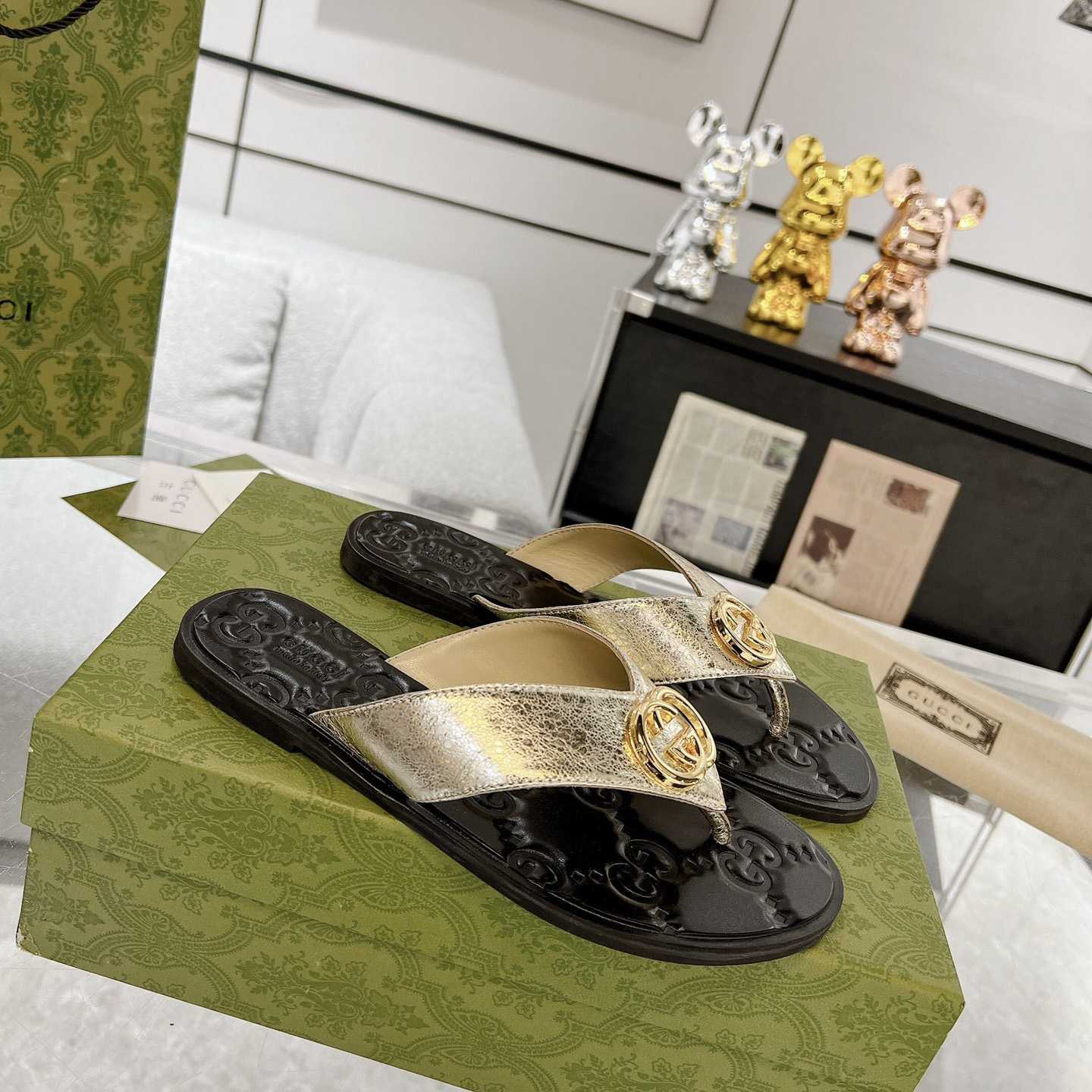 Gucci Double G Thong Sandals - FashionPlug