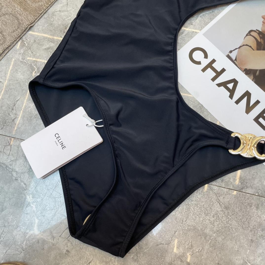 Celine Triomphe Swimsuit In Matte Jersey - FashionPlug