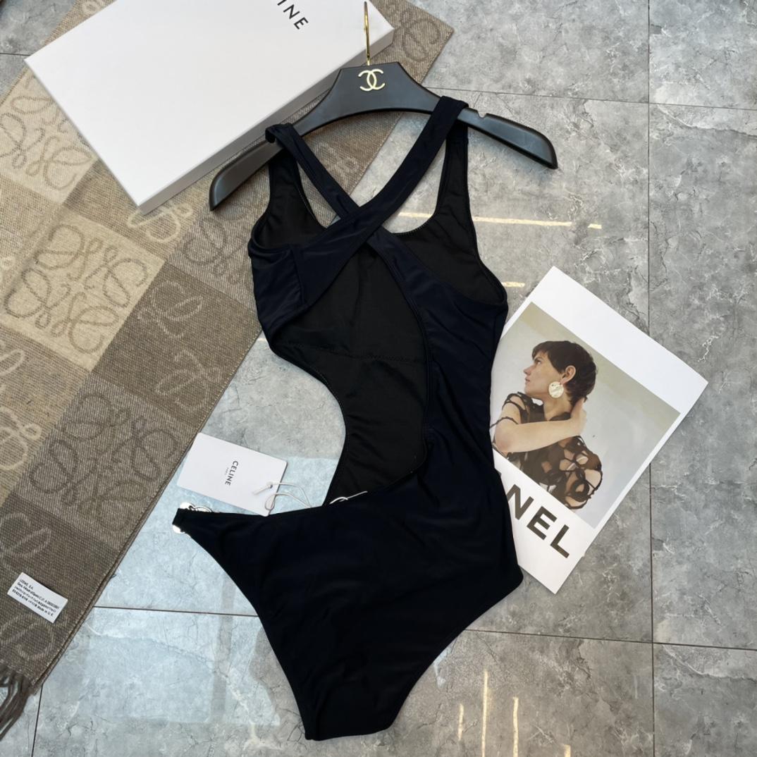 Celine Triomphe Swimsuit In Matte Jersey - FashionPlug