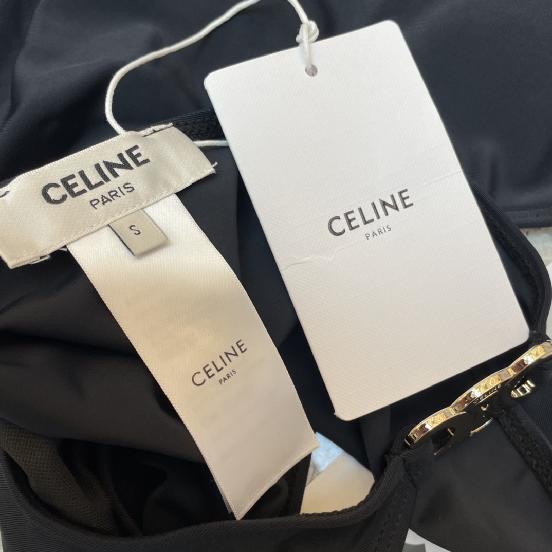 Celine Triomphe Swimsuit In Matte Jersey - FashionPlug