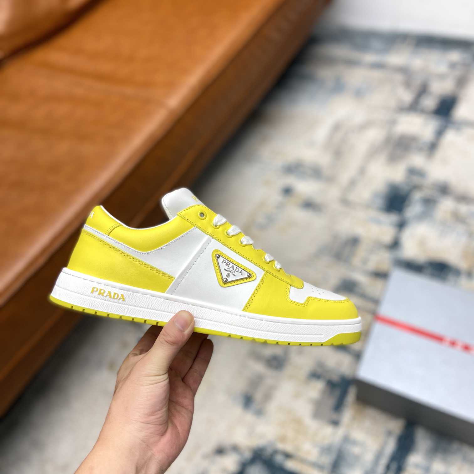 Prada Downtown Leather Sneakers - FashionPlug