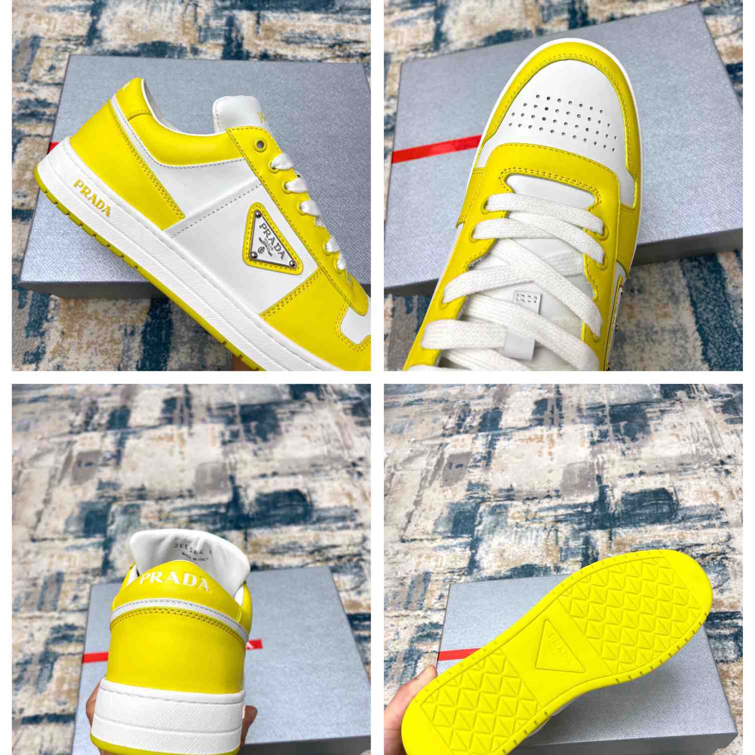 Prada Downtown Leather Sneakers - FashionPlug