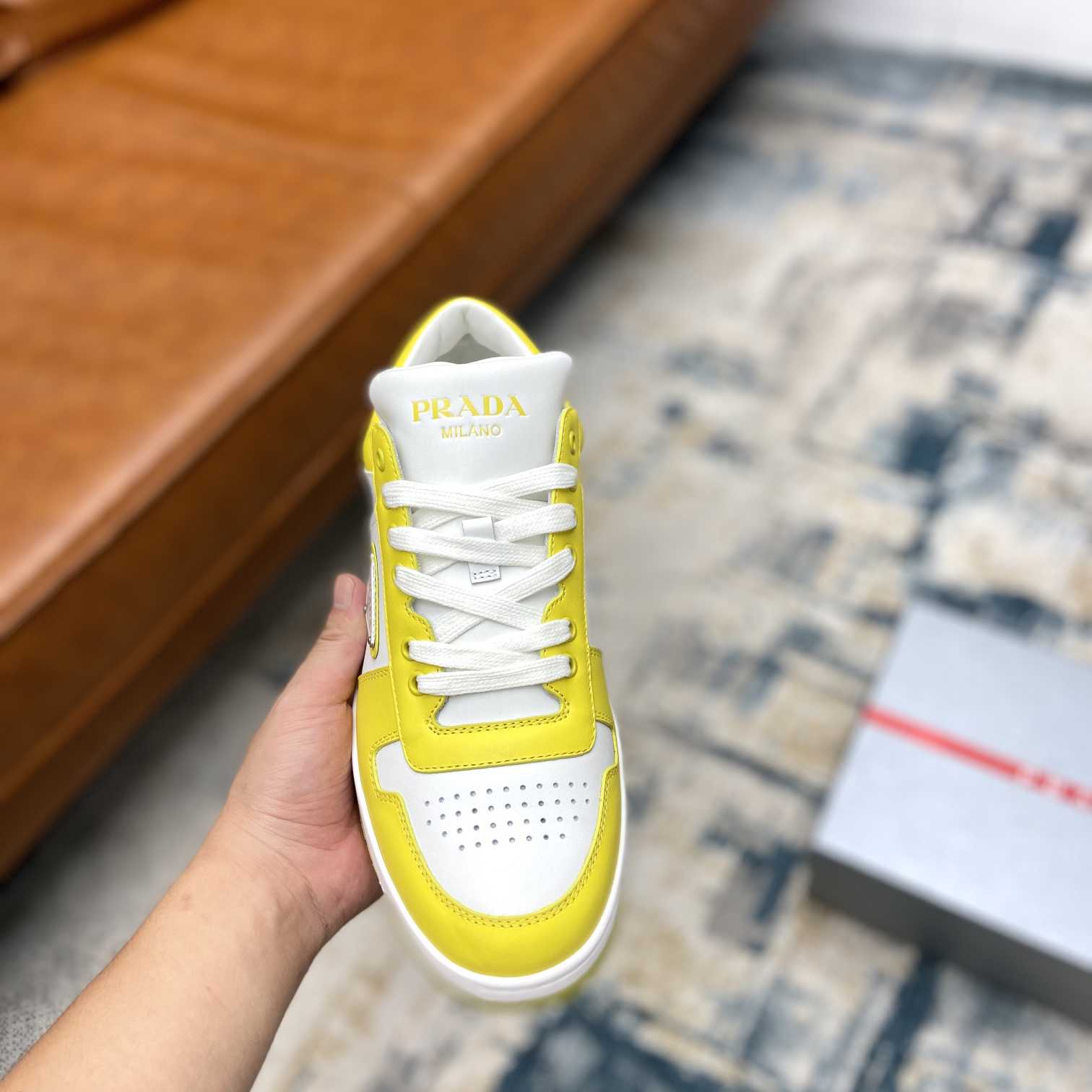 Prada Downtown Leather Sneakers - FashionPlug