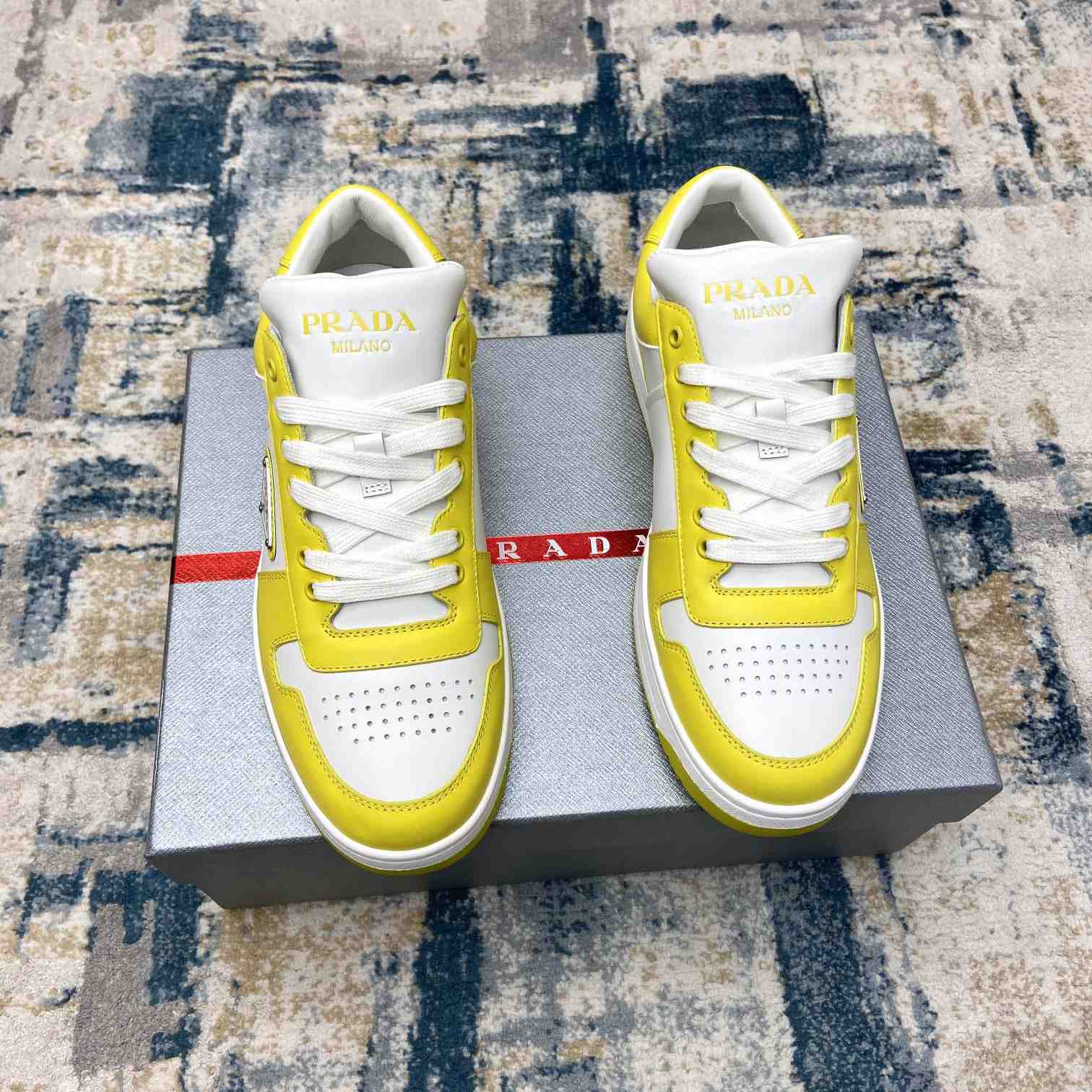 Prada Downtown Leather Sneakers - FashionPlug