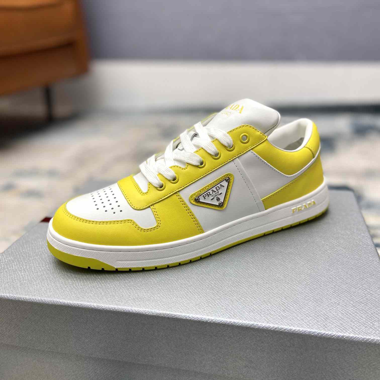 Prada Downtown Leather Sneakers - FashionPlug