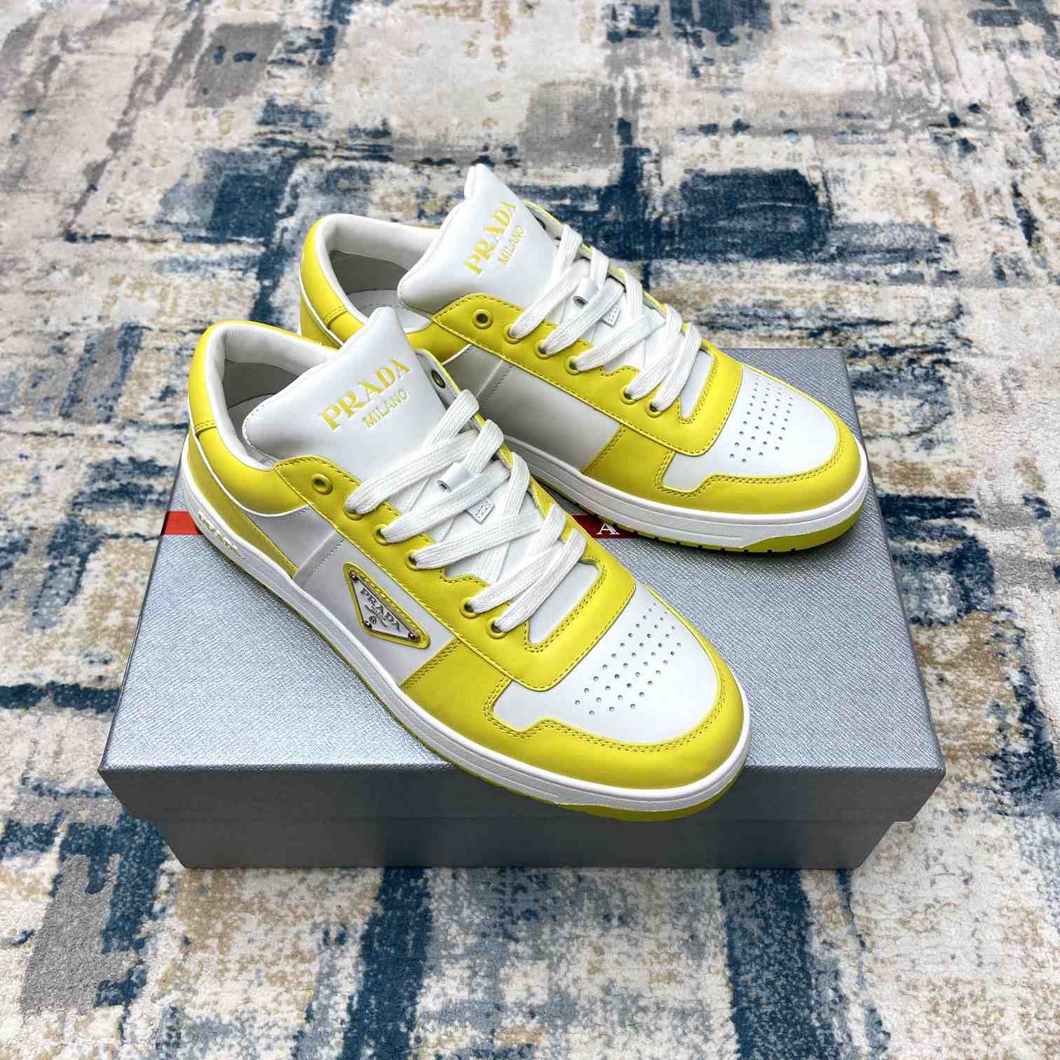Prada Downtown Leather Sneakers - FashionPlug
