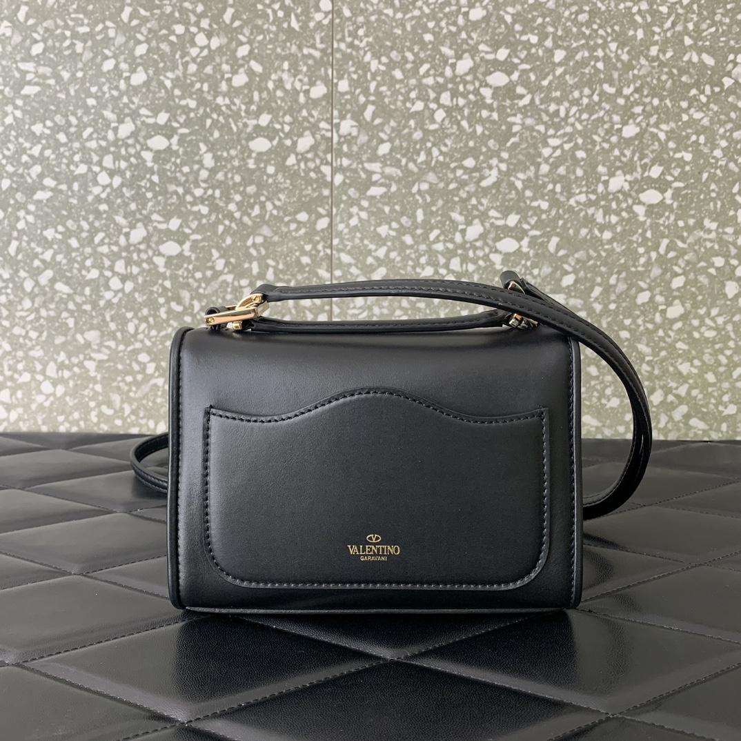 Valenti Small VLogo Type Shoulder Bag In Calfskin - FashionPlug