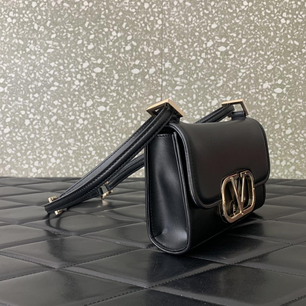 Valenti Small VLogo Type Shoulder Bag In Calfskin - FashionPlug