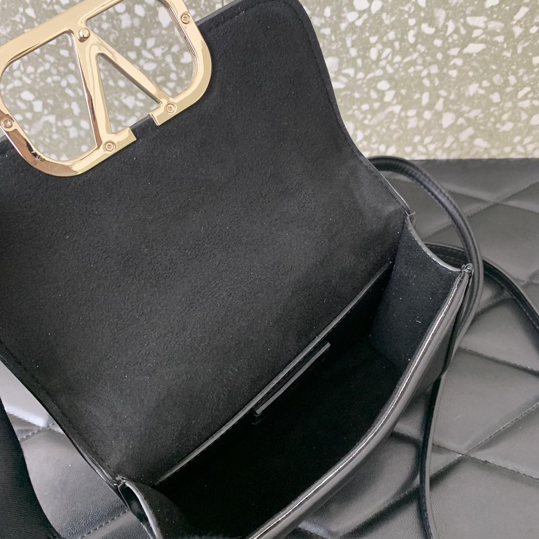 Valenti Small VLogo Type Shoulder Bag In Calfskin - FashionPlug