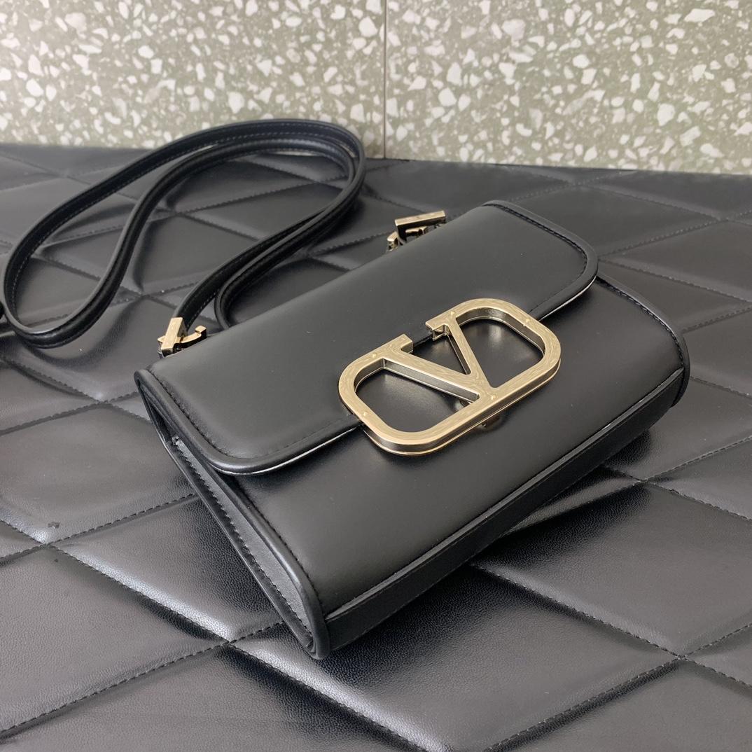 Valenti Small VLogo Type Shoulder Bag In Calfskin - FashionPlug