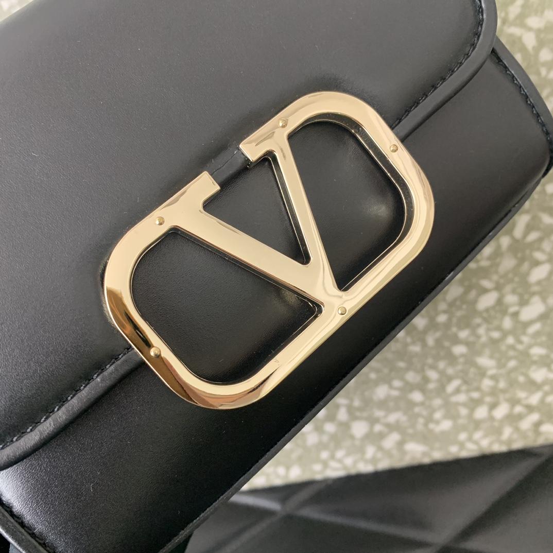 Valenti Small VLogo Type Shoulder Bag In Calfskin - FashionPlug