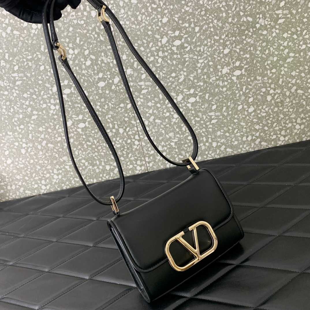 Valenti Small VLogo Type Shoulder Bag In Calfskin - FashionPlug