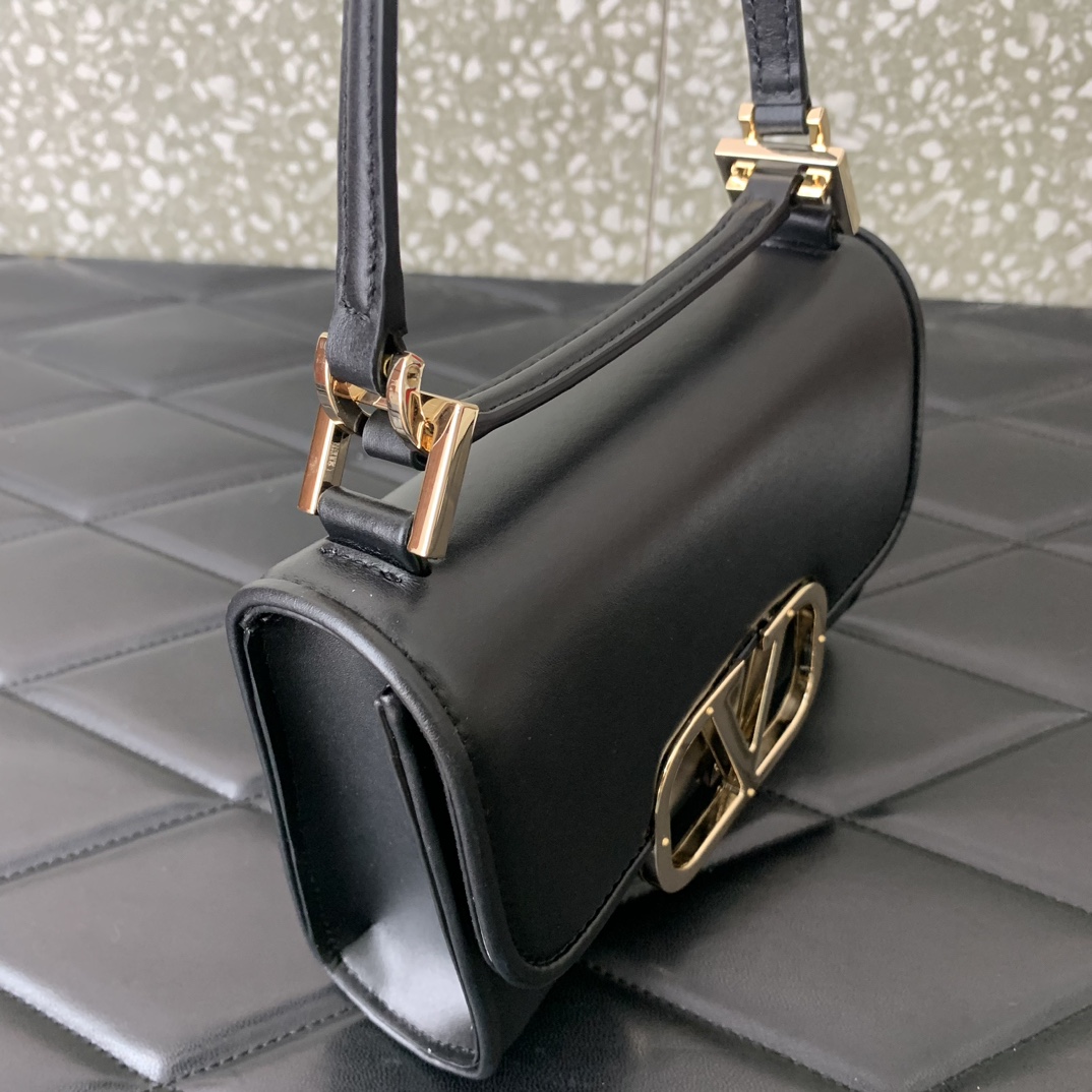 Valenti Small VLogo Type Shoulder Bag In Calfskin - FashionPlug