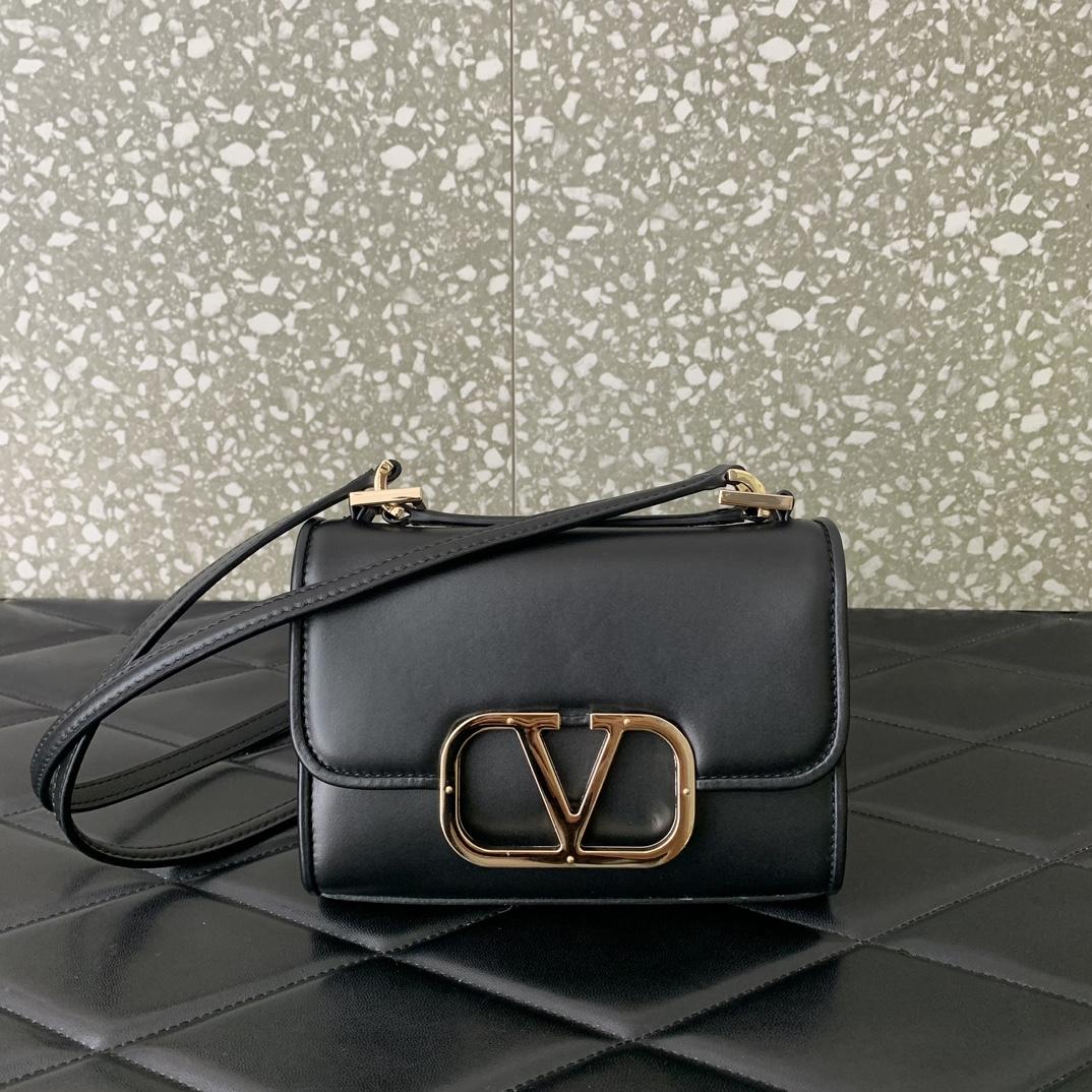 Valenti Small VLogo Type Shoulder Bag In Calfskin - FashionPlug