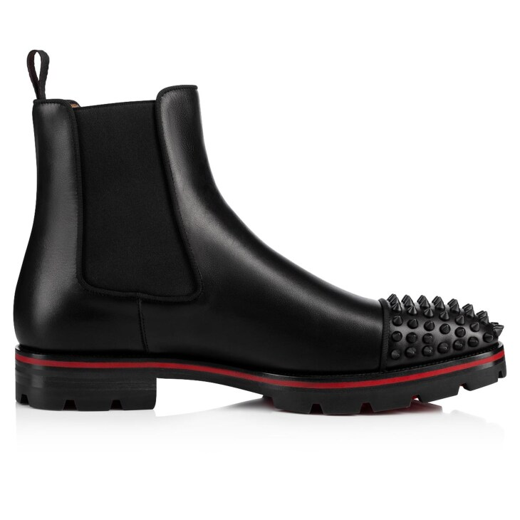 Christian Louboutin Melon Spikes Ankle boots - Calf Leather And Spikes - Black - FashionPlug