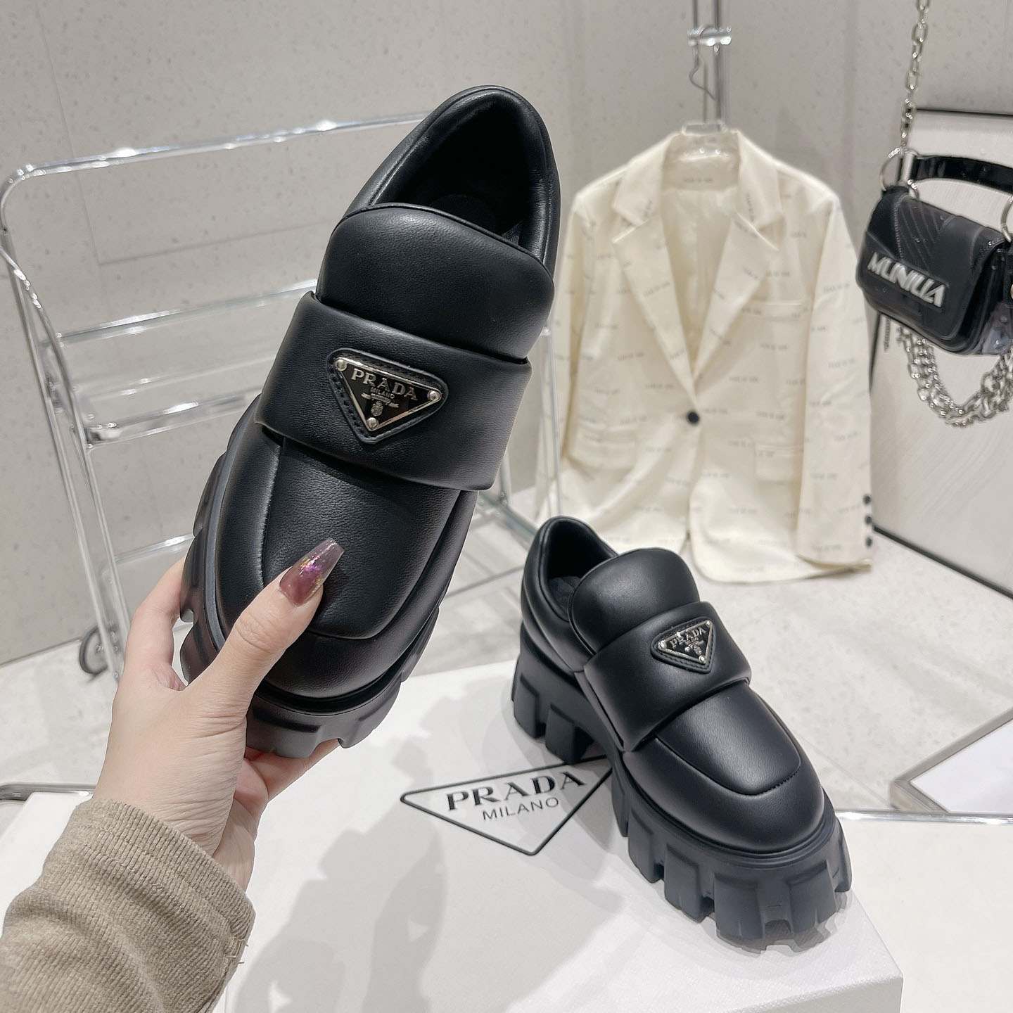 Prada Soft padded Nappa Leather Loafers - FashionPlug