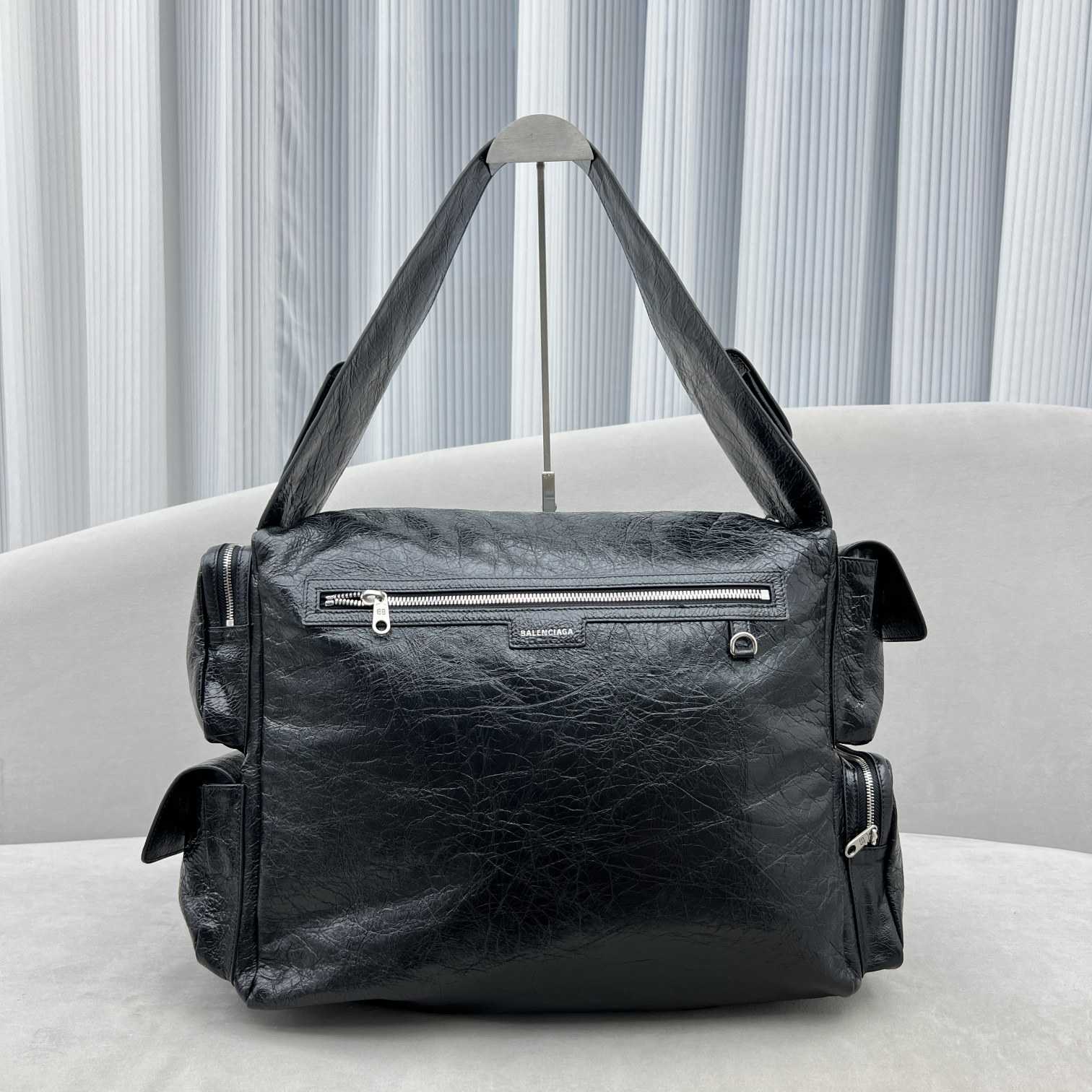 Balenciaga Logo Zipped Shoulder Bag(40x28x18cm) - FashionPlug