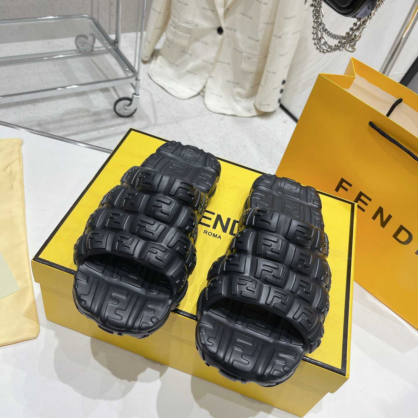 Fendi Cloud Slides Orange Rubber Slides - FashionPlug