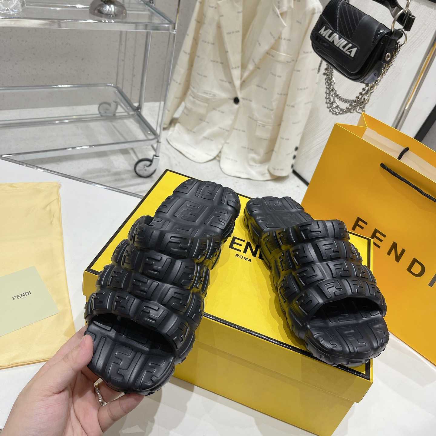 Fendi Cloud Slides Orange Rubber Slides - FashionPlug