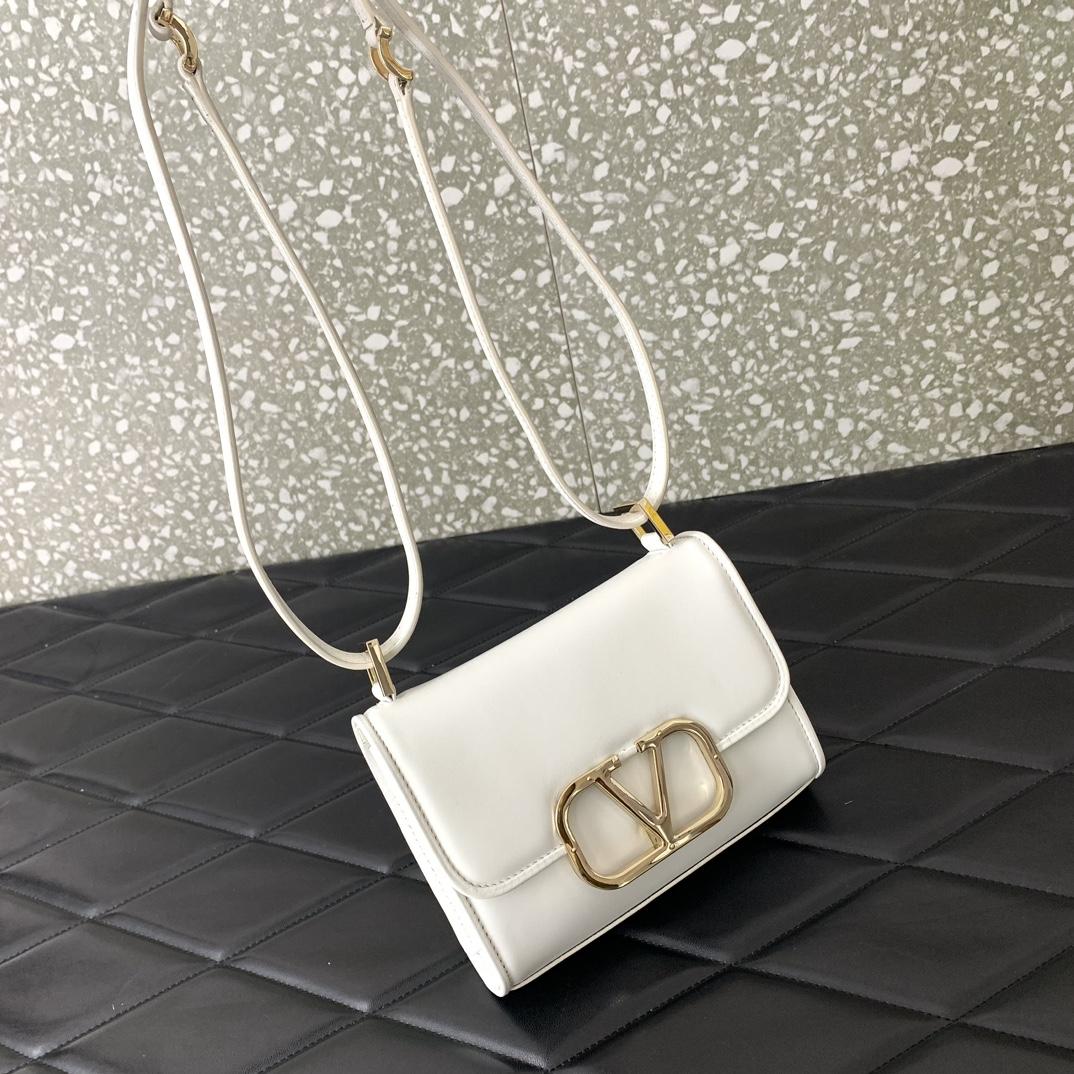 Valenti Small VLogo Type Shoulder Bag In Calfskin - FashionPlug