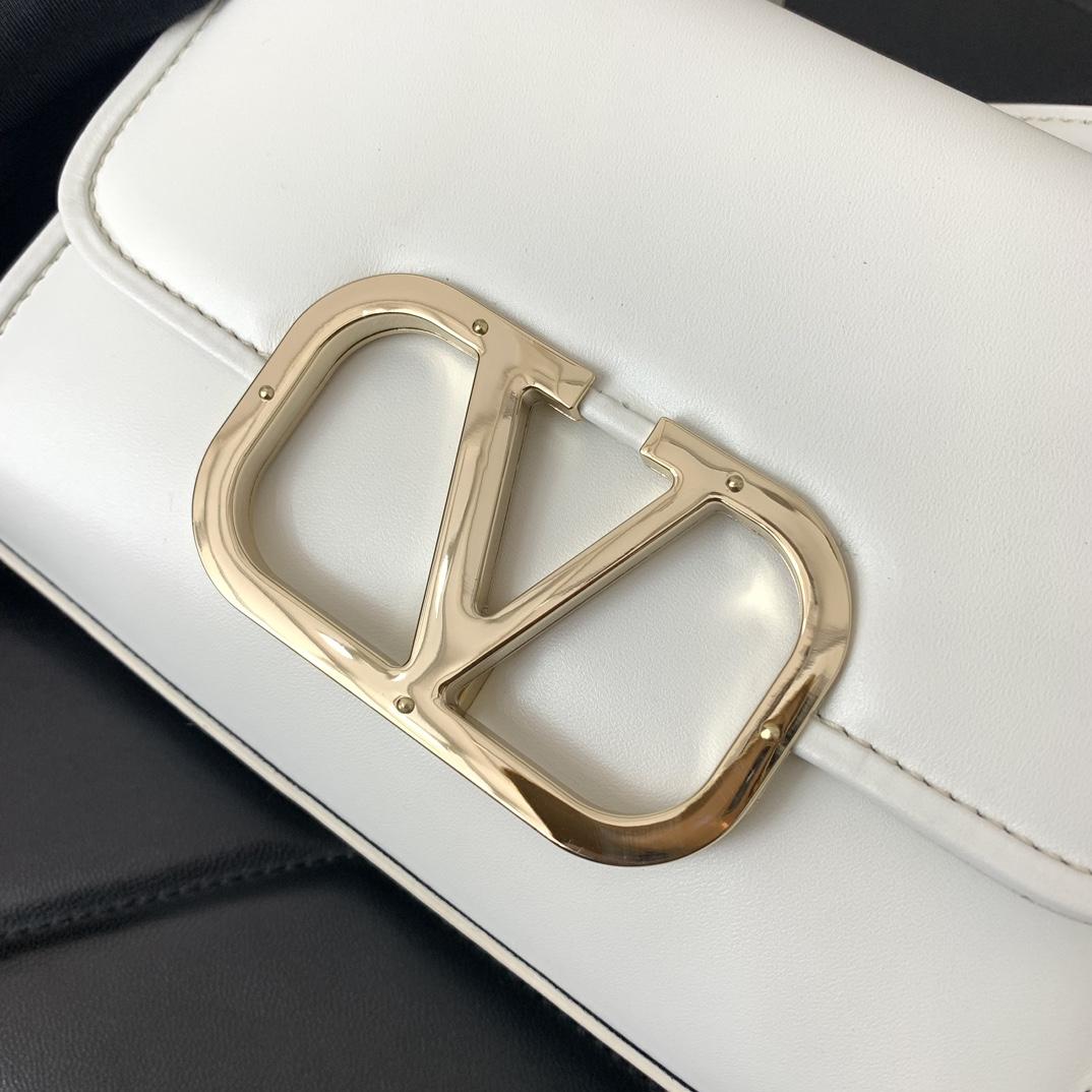 Valenti Small VLogo Type Shoulder Bag In Calfskin - FashionPlug