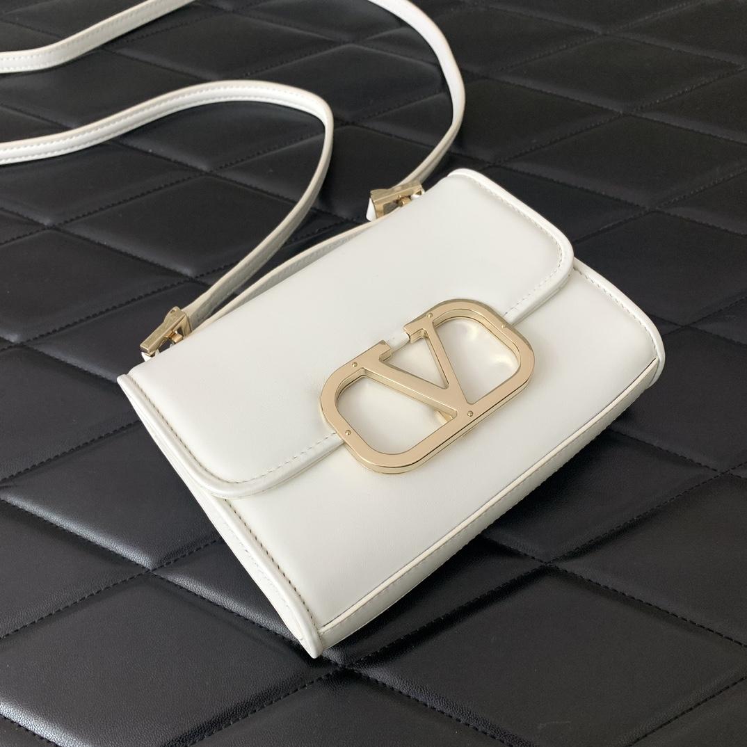 Valenti Small VLogo Type Shoulder Bag In Calfskin - FashionPlug