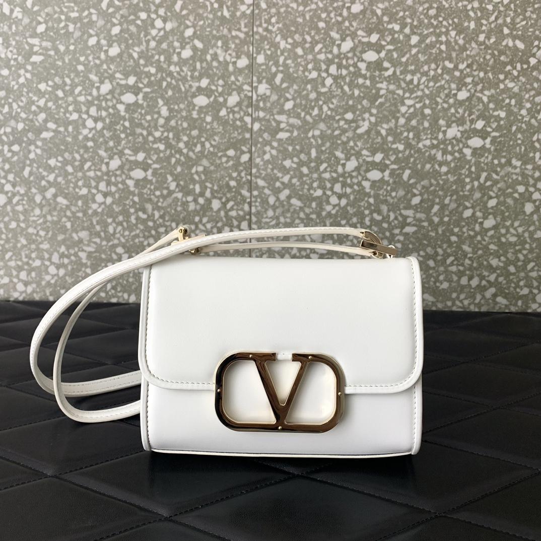 Valenti Small VLogo Type Shoulder Bag In Calfskin - FashionPlug
